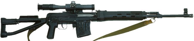 Снайперская винтовкаДрагунова СВД-С с укороченным стволом и складным вбок прикладом Снайперская винтовкаДрагунова СВД-С с укороченным стволом и складным вбок прикладом